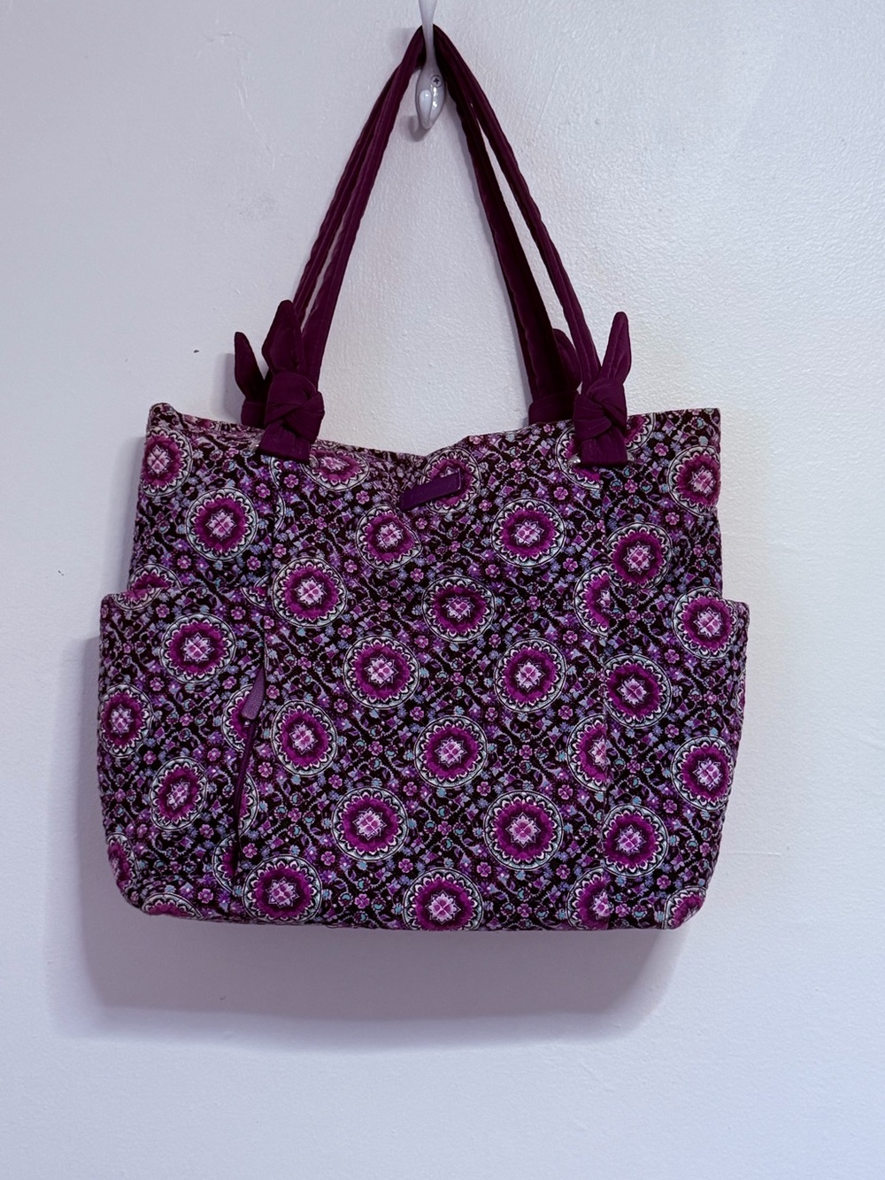Vera Bradley Hadley East West Tote Bag Purple Paisley Shoulder Quilted Purse